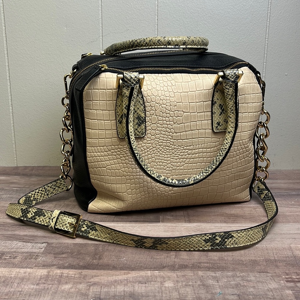 Marc Fisher 'Kyra' Leather Croc Snakeskin Convertible Crossbody Satchel Bag NWOT
